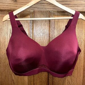 Cacique Lightly Lined No Wire Bra 44DD Wine Red Adjustable Everyday Comfort